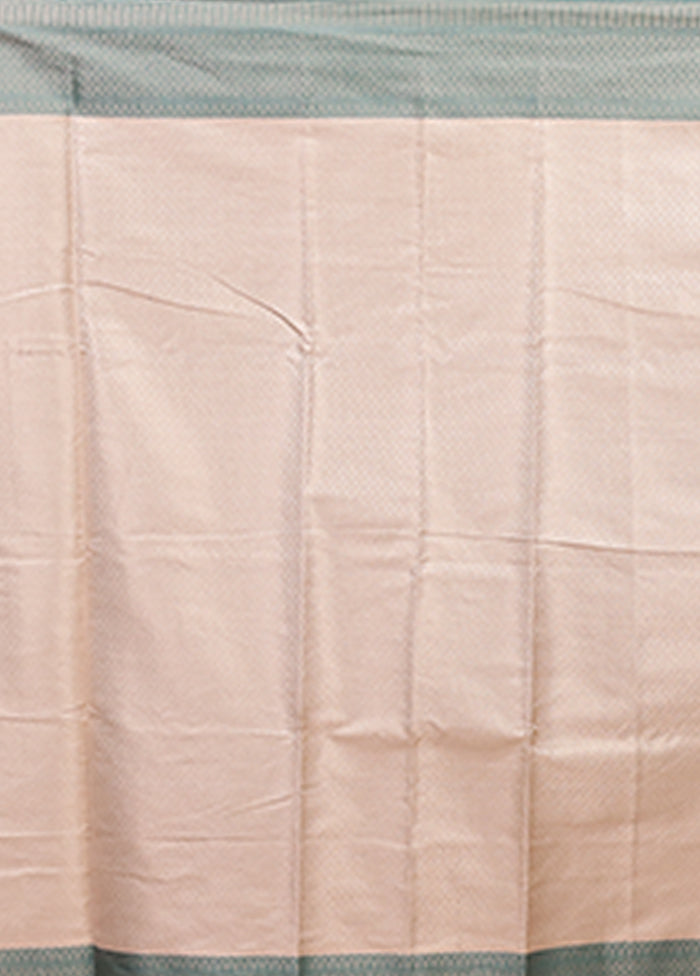 Cream Kora Silk Saree With Blouse Piece