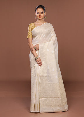 Cream Tissue Silk Saree With Blouse Piece