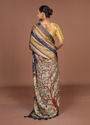 Multicolor Tussar Silk Saree With Blouse Piece