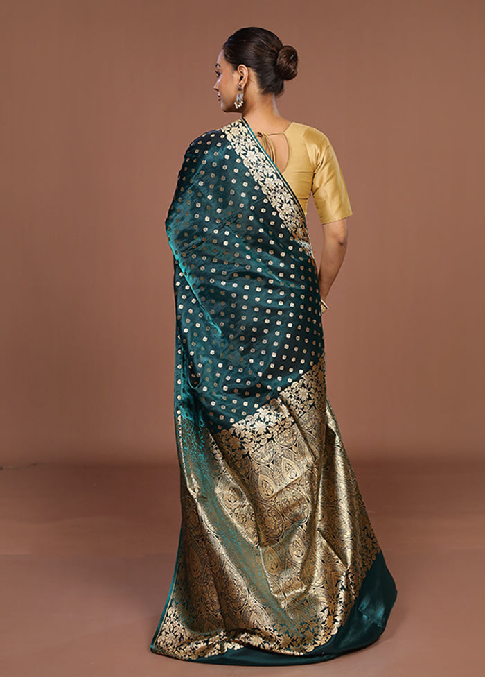 Green Banarasi Silk Saree With Blouse Piece