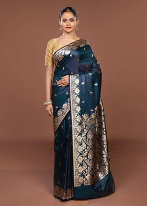 Green Banarasi Silk Saree With Blouse Piece