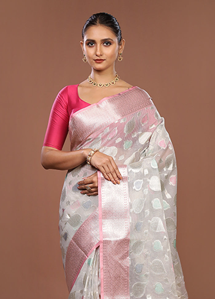 Grey Organza Saree With Blouse Piece