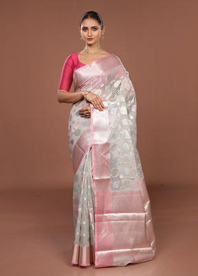 Grey Organza Saree With Blouse Piece