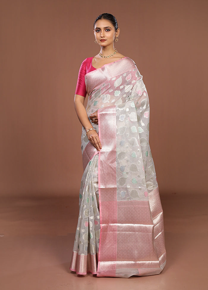 Grey Organza Saree With Blouse Piece