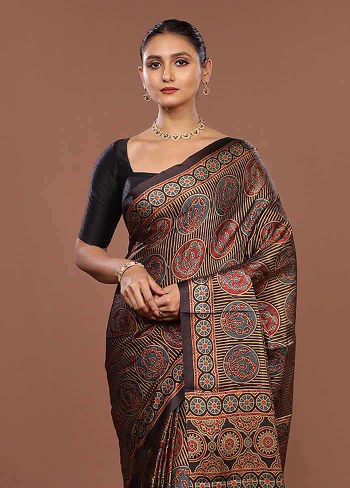 Multicolor Printed Silk Saree Without Blouse Piece
