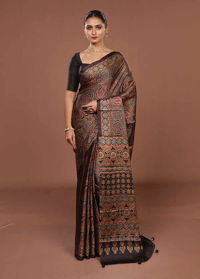 Multicolor Printed Silk Saree Without Blouse Piece