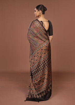 Multicolor Printed Silk Saree Without Blouse Piece