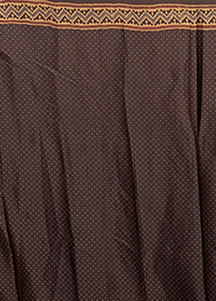 Black Printed Silk Saree Without Blouse Piece