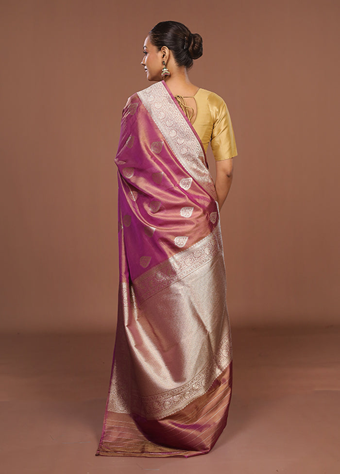 Purple Tissue Silk Saree With Blouse Piece