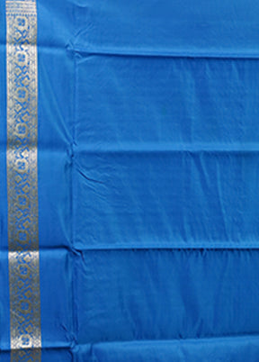 Blue Handloom Banarasi Pure Silk Saree With Blouse Piece