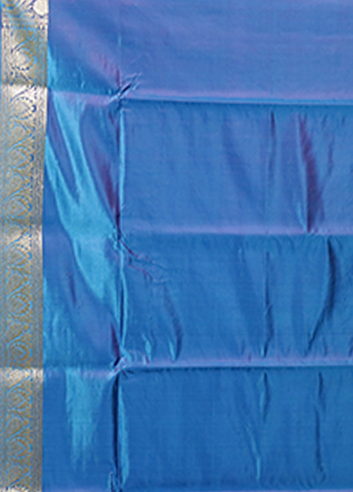 Purple Handloom Banarasi Pure Silk Saree With Blouse Piece