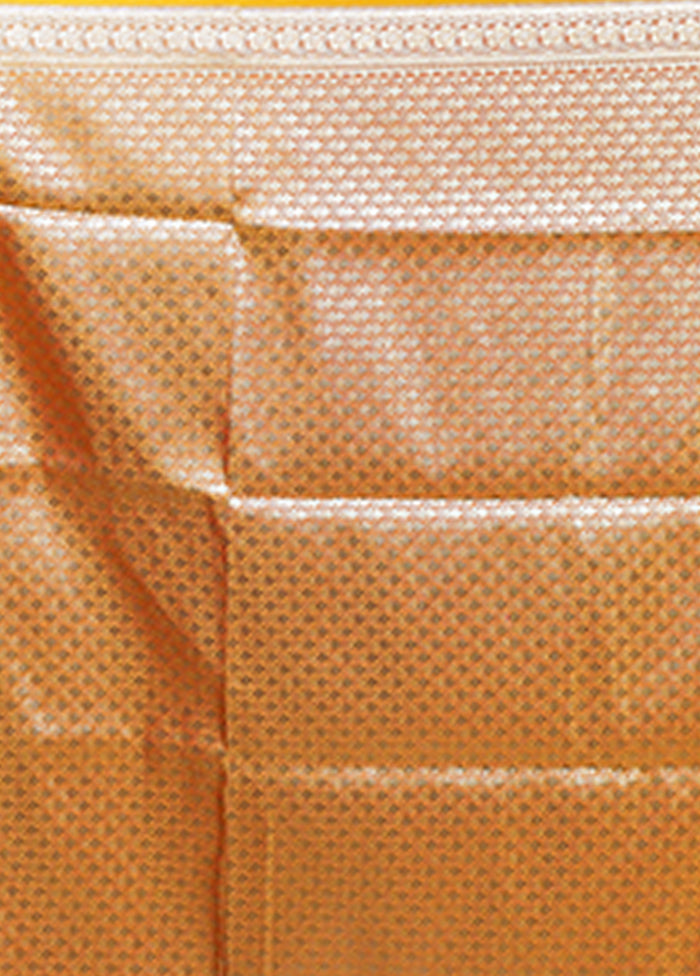 Orange Banarasi Silk Saree With Blouse Piece
