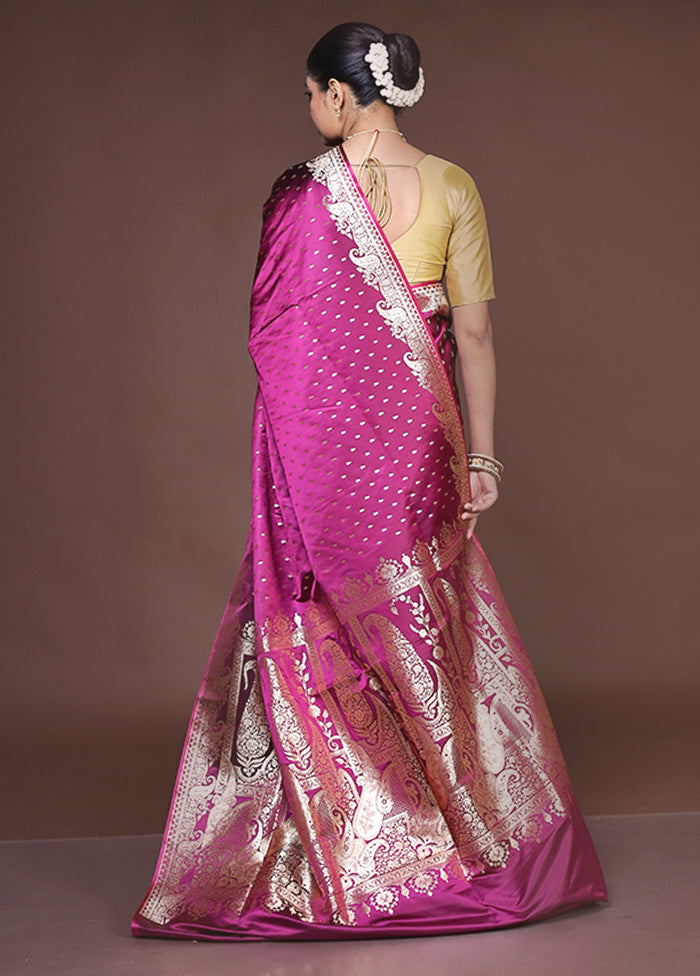 Purple Banarasi Silk Saree With Blouse Piece