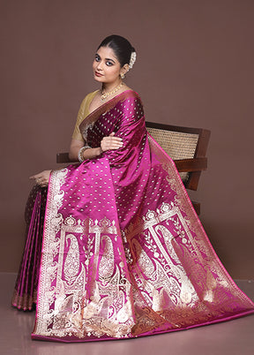 Purple Banarasi Silk Saree With Blouse Piece