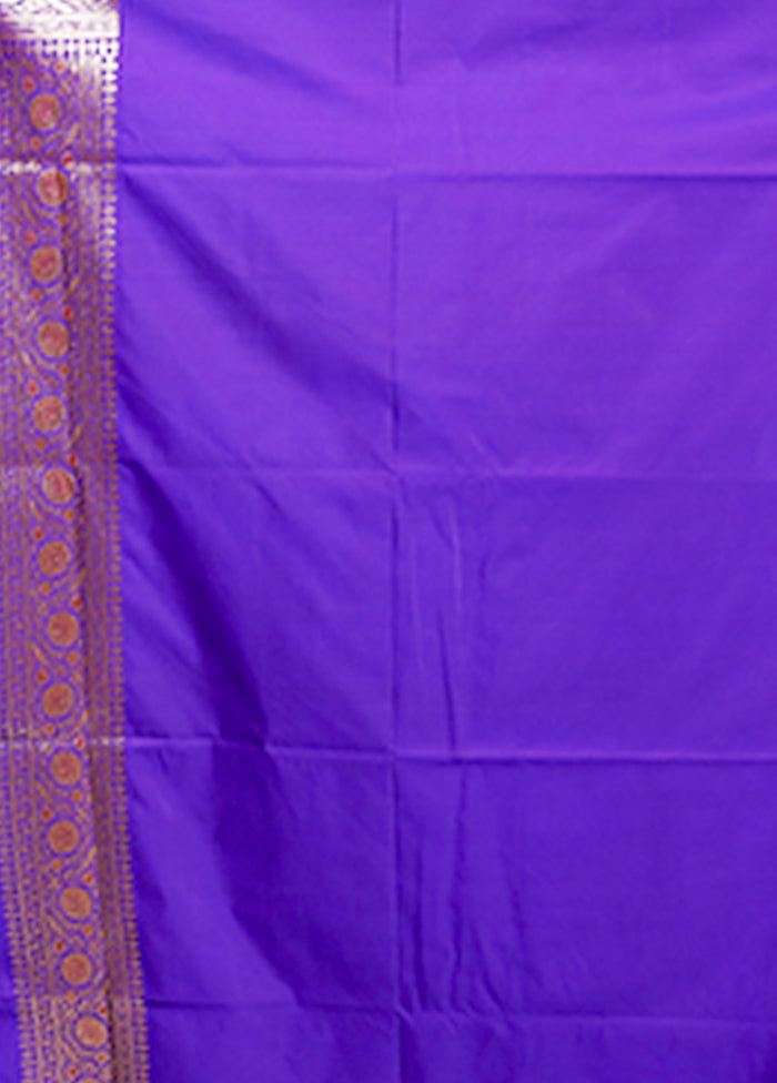 Purple Banarasi Silk Saree With Blouse Piece