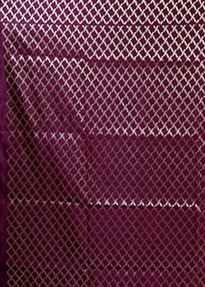 Purple Banarasi Silk Saree With Blouse Piece