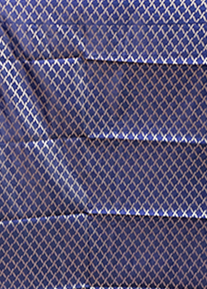 Blue Banarasi Silk Saree With Blouse Piece