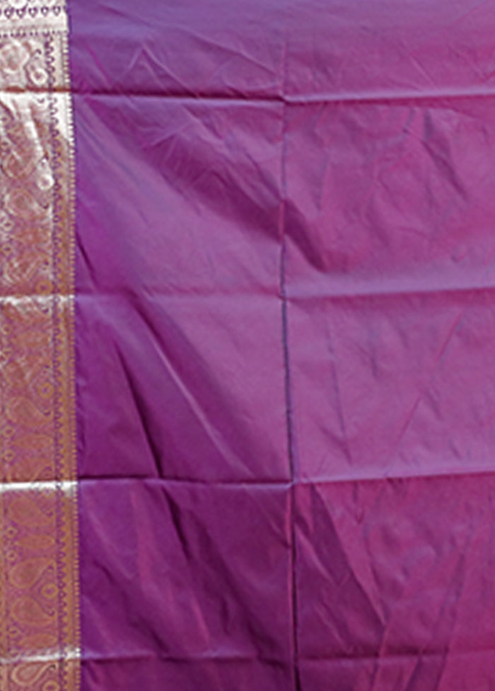 Purple Banarasi Silk Saree With Blouse Piece