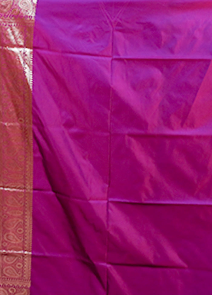 Purple Banarasi Silk Saree With Blouse Piece
