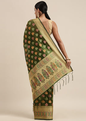 Mehendi Organza Saree With Blouse Piece - Indian Silk House Agencies