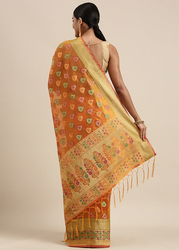 Mustard Organza Saree With Blouse Piece - Indian Silk House Agencies
