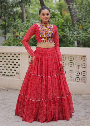 Red Georgette Lehenga Set