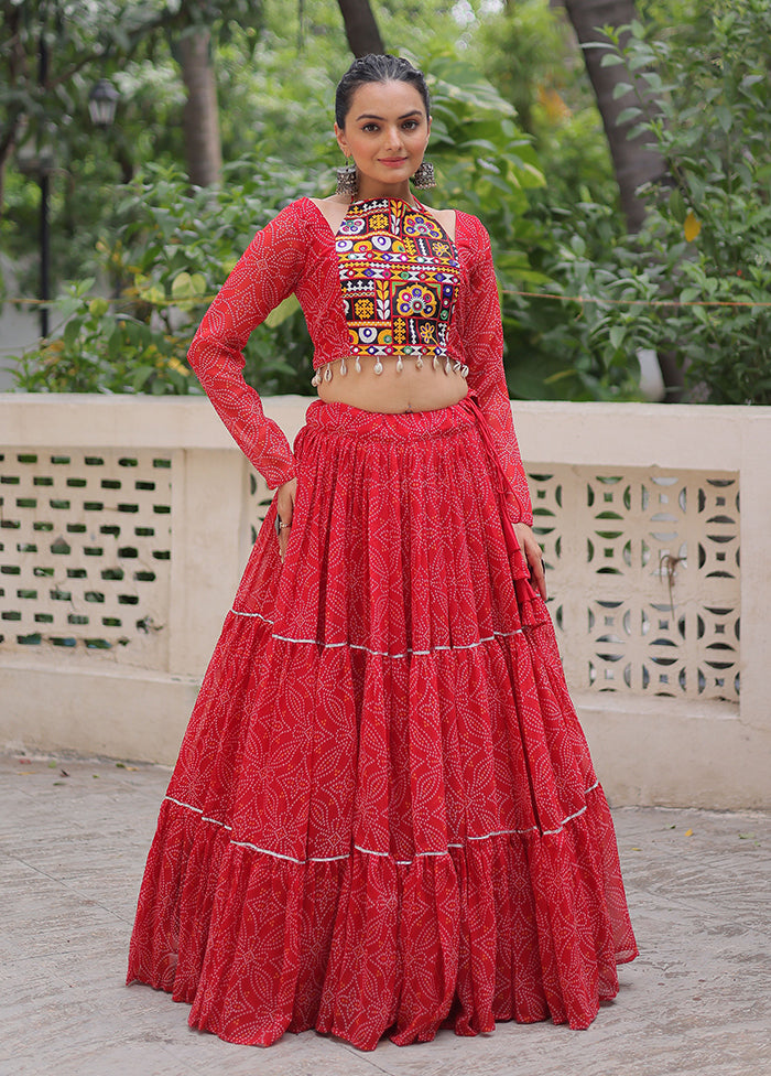 Red Georgette Lehenga Set