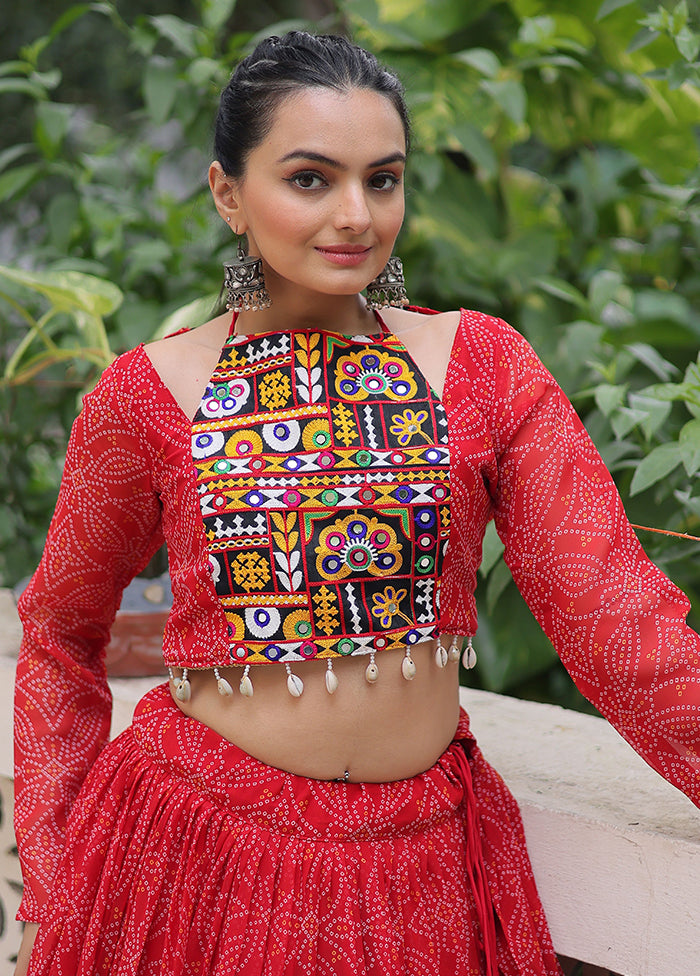 Red Georgette Lehenga Set