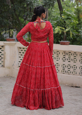 Red Georgette Lehenga Set