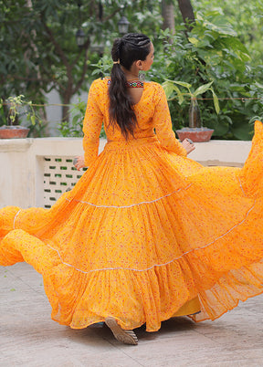 Yellow Georgette Lehenga Set