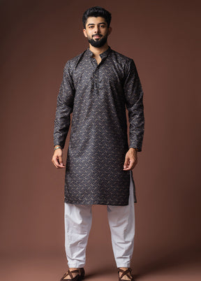 Black Silk Kurta & Pajama Set