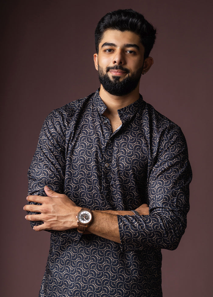 Black Silk Kurta & Pajama Set