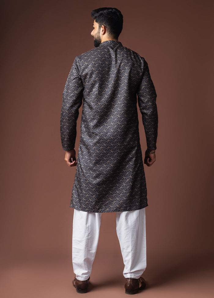 Black Silk Kurta & Pajama Set