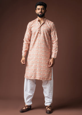 Peach Silk Kurta & Pajama Set