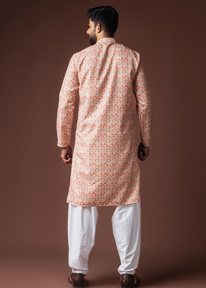 Peach Silk Kurta & Pajama Set