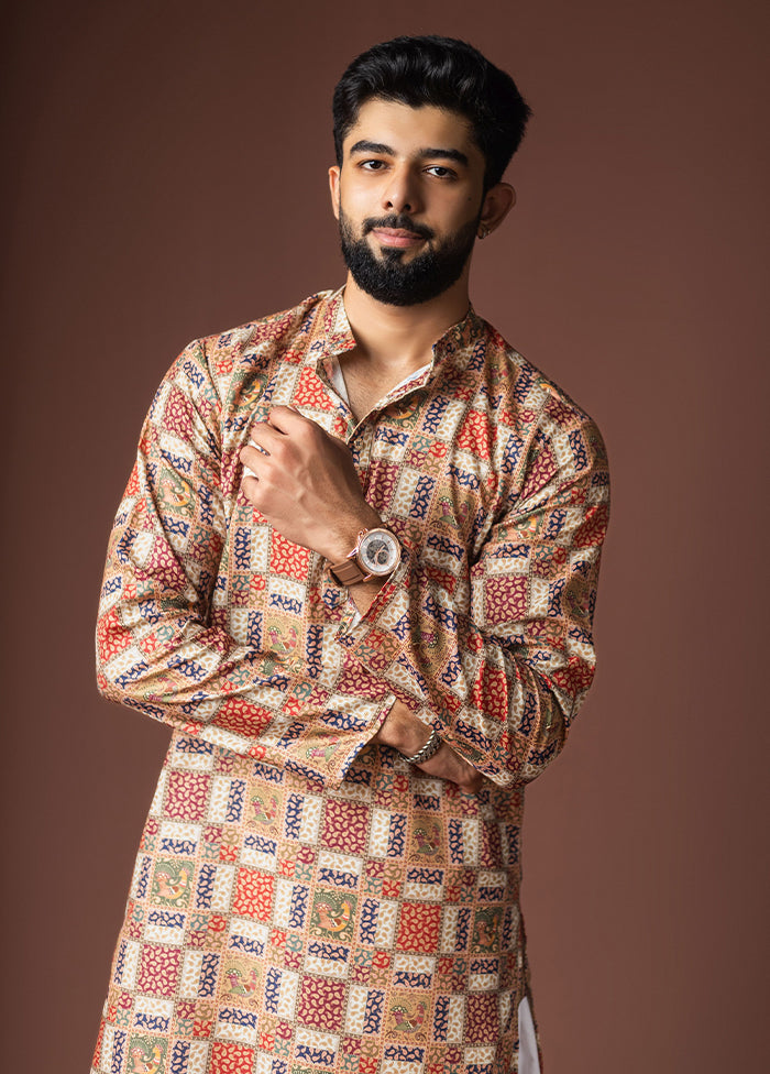 Multicolor Silk Kurta & Pajama Set