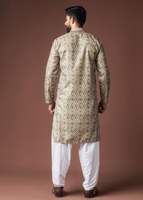 Green Silk Kurta & Pajama Set