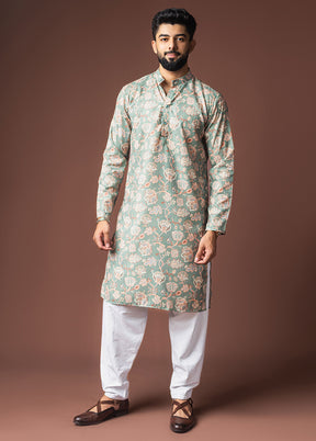Green Silk Kurta & Pajama Set