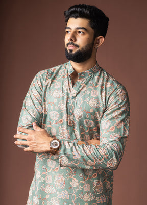 Green Silk Kurta & Pajama Set