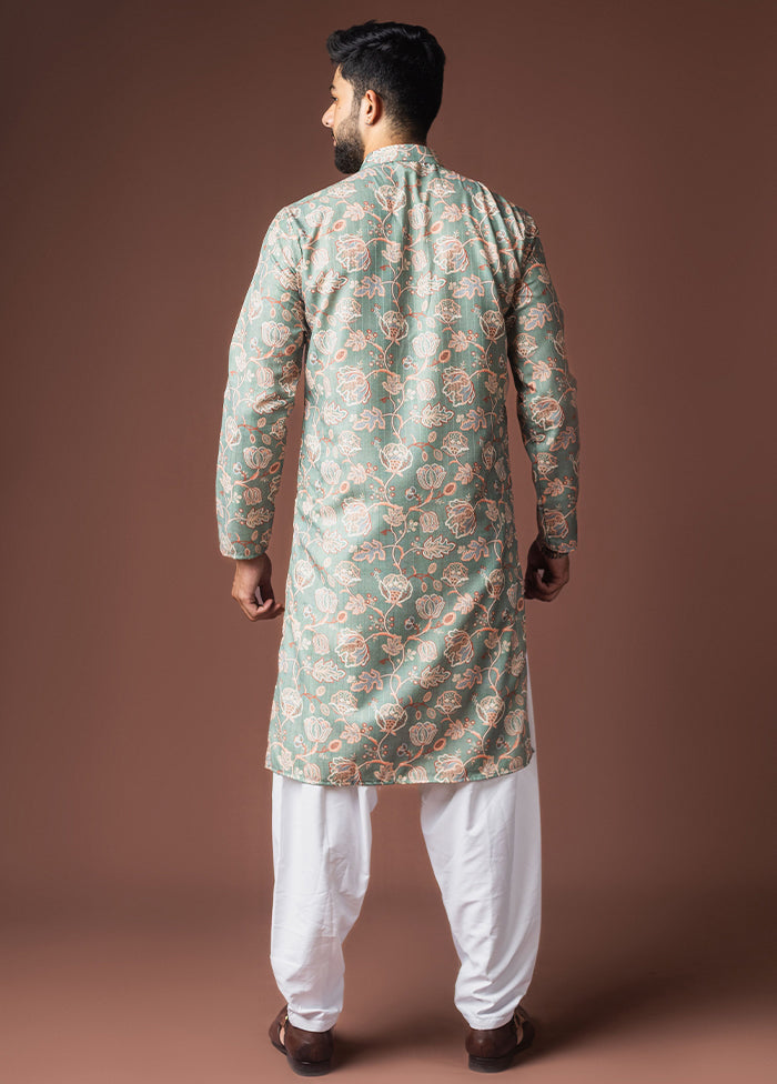 Green Silk Kurta & Pajama Set