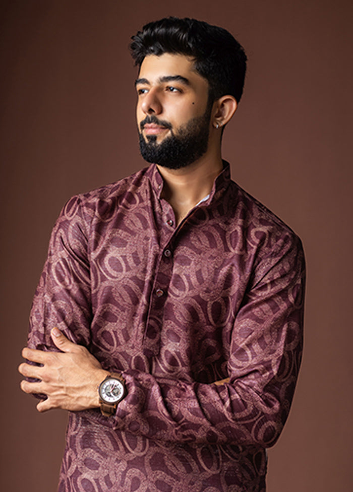 Wine Silk Kurta & Pajama Set