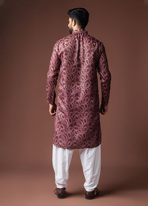 Wine Silk Kurta & Pajama Set