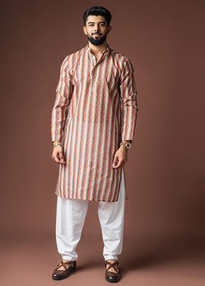 Cream Silk Kurta & Pajama Set