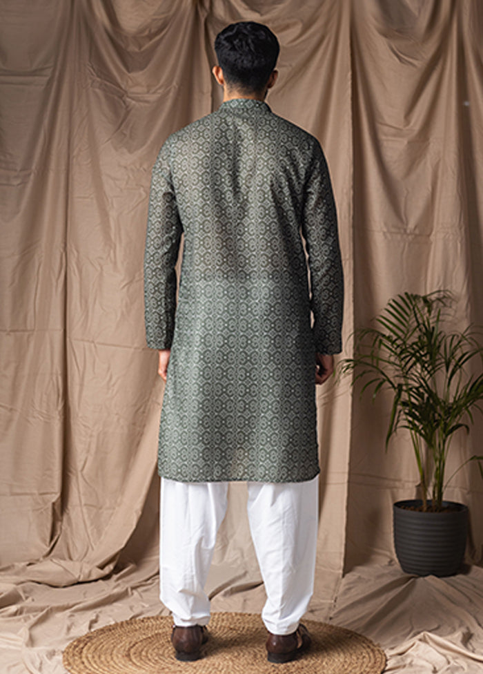 Green Silk Kurta & Pajama Set