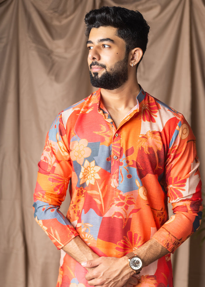 Orange Silk Kurta & Pajama Set