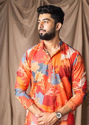 Orange Silk Kurta & Pajama Set