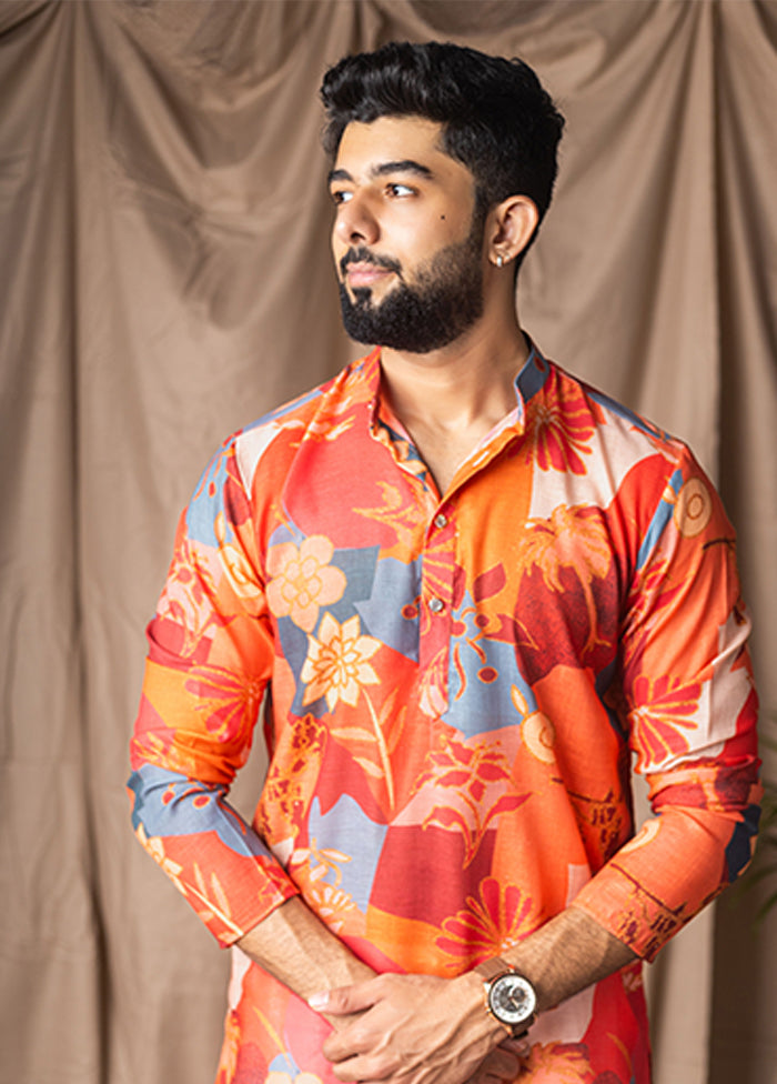 Orange Silk Kurta & Pajama Set