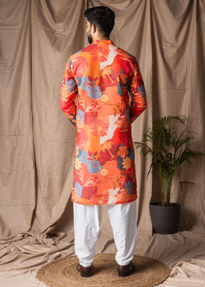 Orange Silk Kurta & Pajama Set