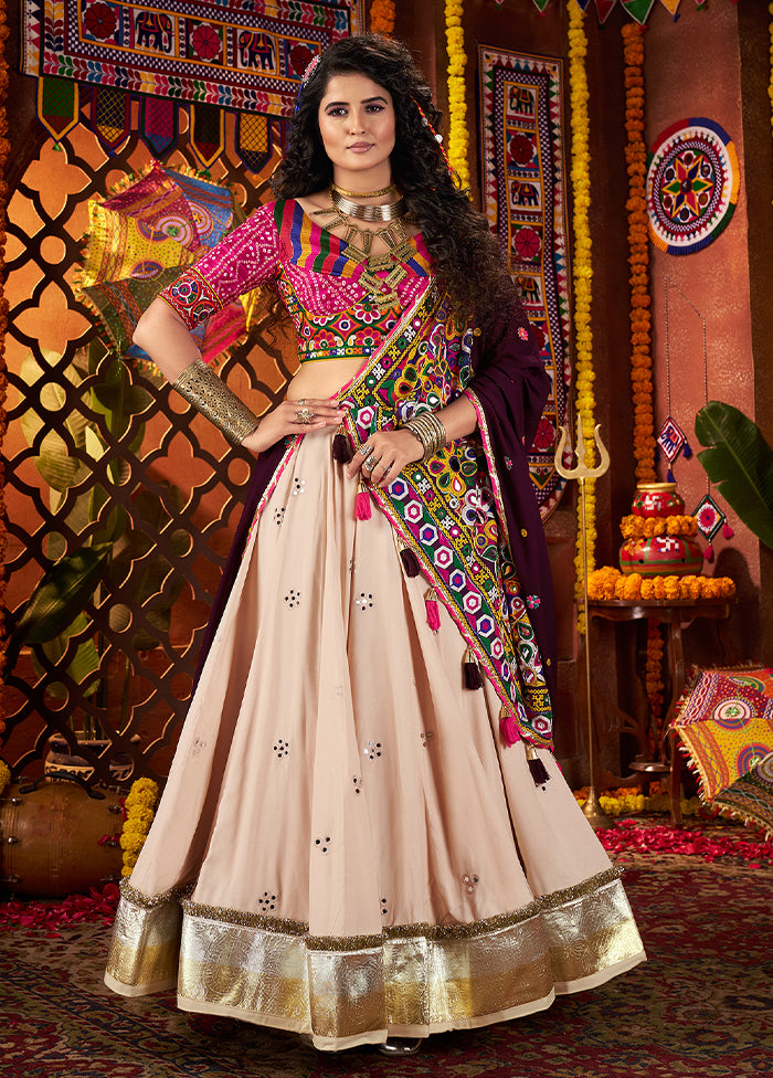 Brown Cotton Dupatta Lehenga Set