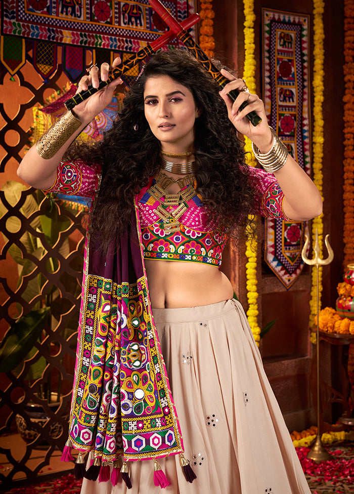 Brown Cotton Dupatta Lehenga Set